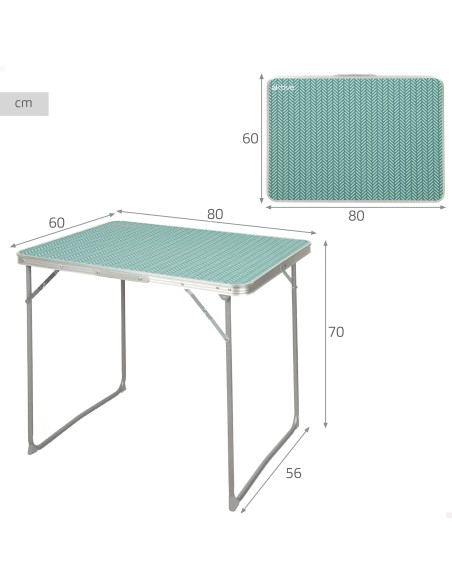 Aktive Mesa de campismo dobrável 80x60x70 cm | Distria