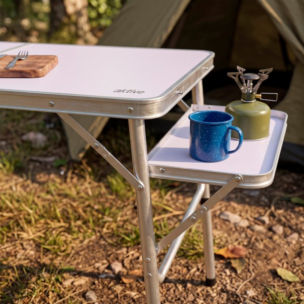 Mesa de camping dobrável 96x60 cm, altura ajustável, malva | Aktive