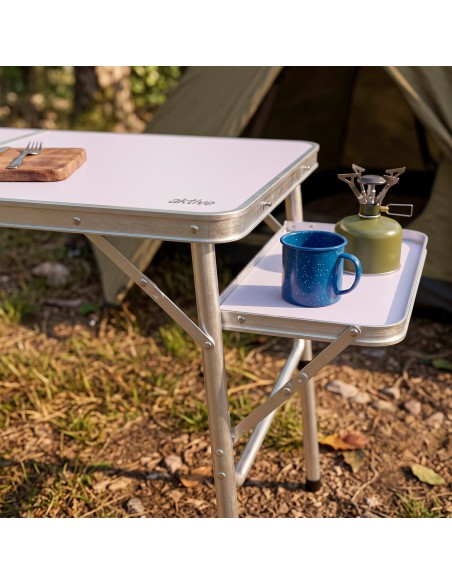 Mesa de camping dobrável 96x60 cm, altura ajustável, malva | Aktive