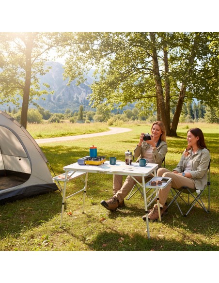 Mesa de camping dobrável 96x60 cm, altura ajustável, malva | Aktive