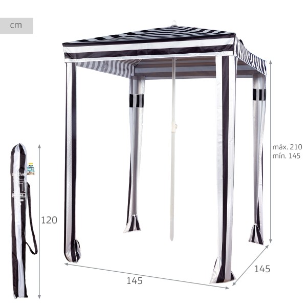 Guarda-sol de praia 2 em 1 conversível em tenda 145x145 cm | Aktive