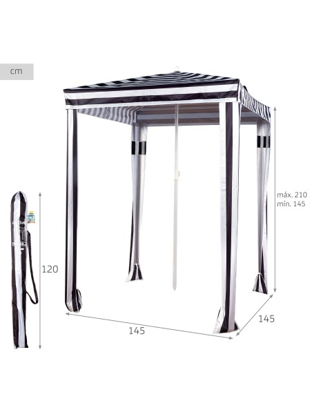 Guarda-sol de praia 2 em 1 conversível em tenda 145x145 cm | Aktive