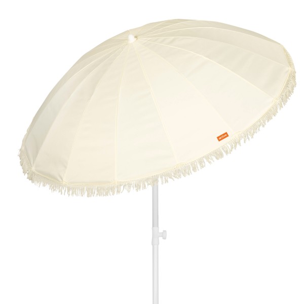 Aktive Guarda-sol de praia de 16 nervuras, 200 cm, bege com franjas