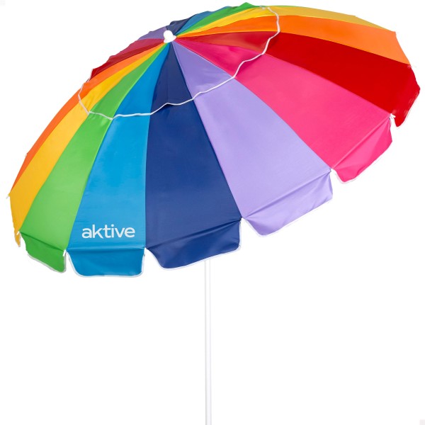 Aktive Guarda-sol de praia com 16 varetas, 200 cm, multicolorido, inclinável, proteção UV50