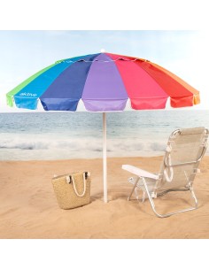 Aktive Guarda-sol de praia com 16 varetas, 200 cm, multicolorido, inclinável, proteção UV50 2