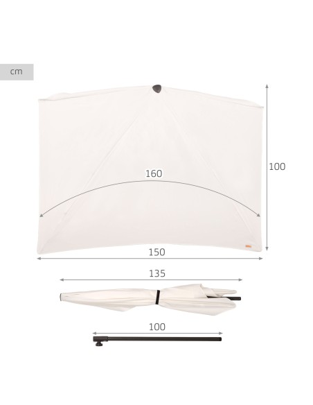 Guarda-sol de parede para terraço ou jardim 160x100 cm Aktive | Distria
