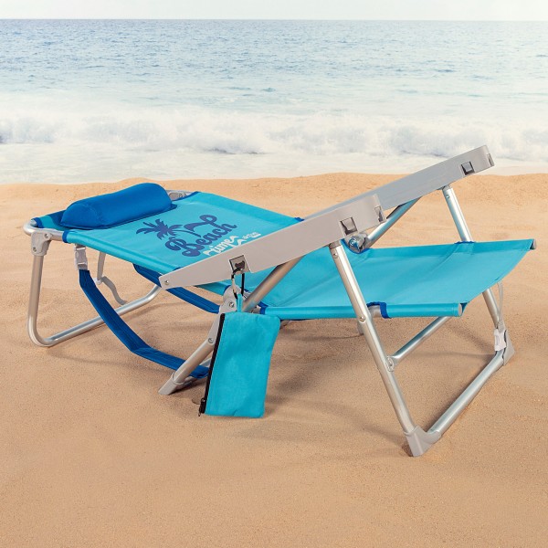 Cadeira de praia azul multiposições com fecho de clique | Distria