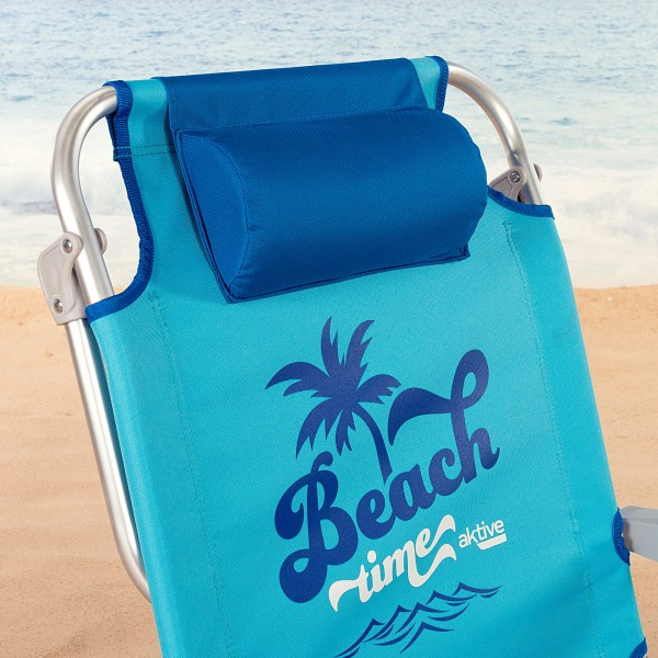 Cadeira de praia azul multiposições com fecho de clique | Distria