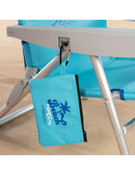 Cadeira de praia azul multiposições com fecho de clique | Distria