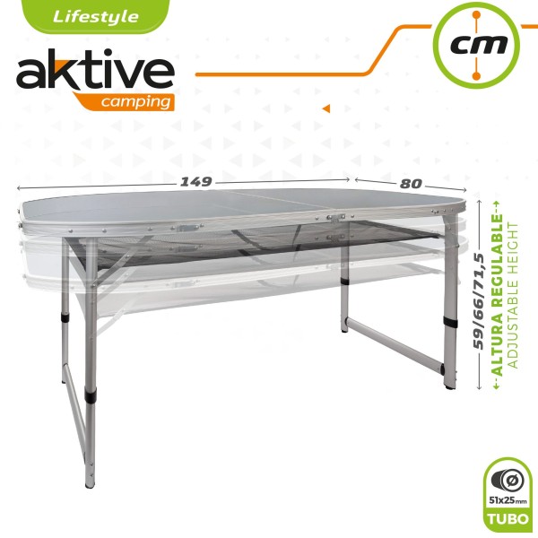 Mesa grande dobrável com altura regulável Aktive | Distria.com