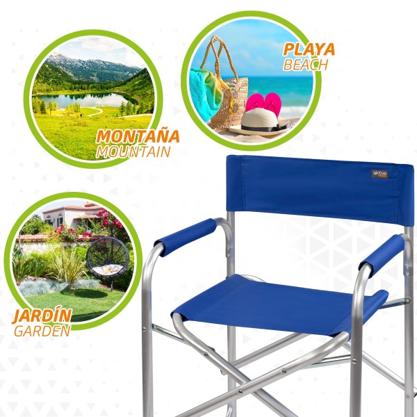 Cadeira de diretor dobrável azul Aktive | Distria