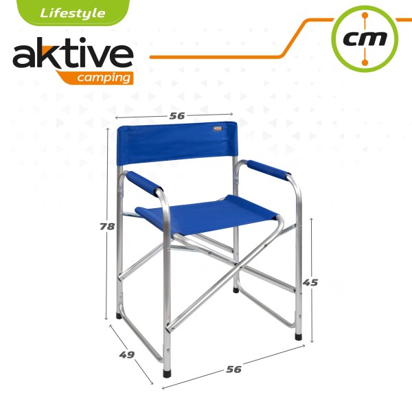Cadeira de diretor dobrável azul Aktive | Distria