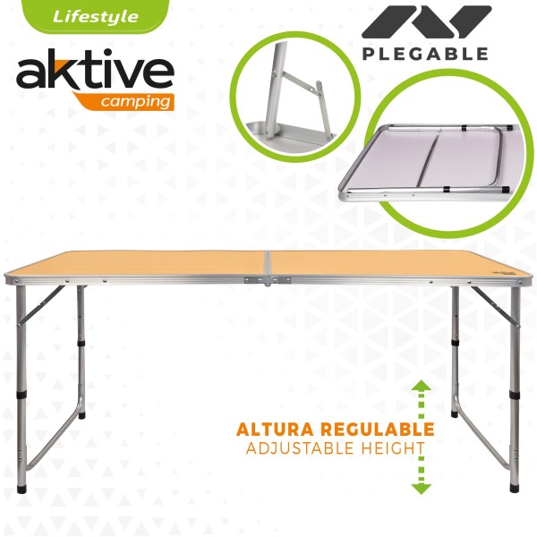 Mesa dobrável para campismo 6 pessoas da Aktive |Distria.com