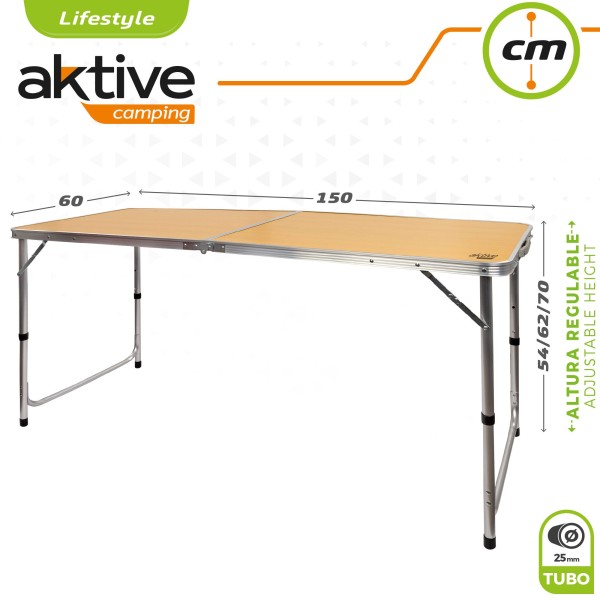 Mesa dobrável para campismo 6 pessoas da Aktive |Distria.com