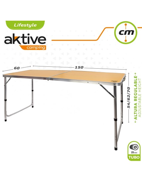 Mesa dobrável para campismo 6 pessoas da Aktive |Distria.com