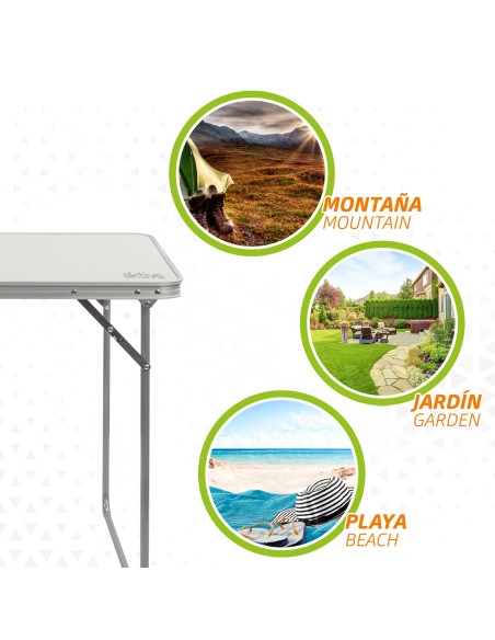 Conjunto de mesa e 2 cadeiras dobráveis de camping | Distria