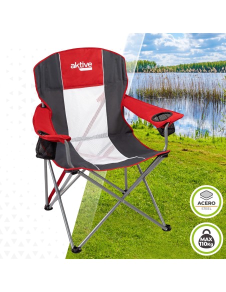 Cadeira de camping dobrável com porta-copos Aktive | Distria