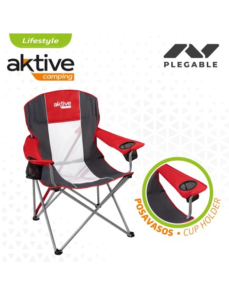 Cadeira de camping dobrável com porta-copos Aktive | Distria