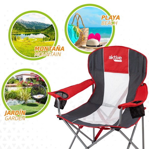 Cadeira de camping dobrável com porta-copos Aktive | Distria