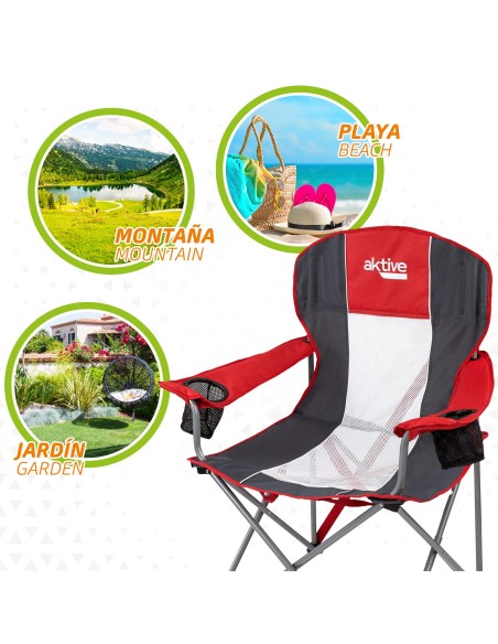 Cadeira de camping dobrável com porta-copos Aktive | Distria