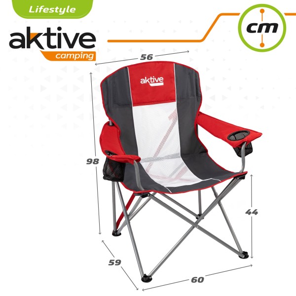 Cadeira de camping dobrável com porta-copos Aktive | Distria