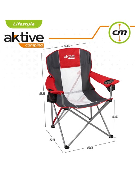 Cadeira de camping dobrável com porta-copos Aktive | Distria