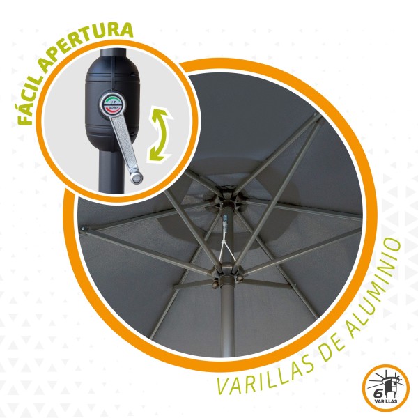 Guarda-sol hexagonal com manivela | Distria