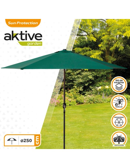Guarda-sol de cor verde altura 2,4 m| Distria