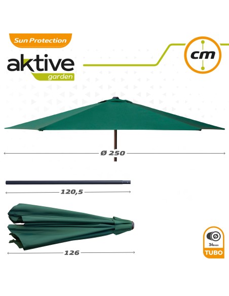 Guarda-sol de cor verde altura 2,4 m| Distria