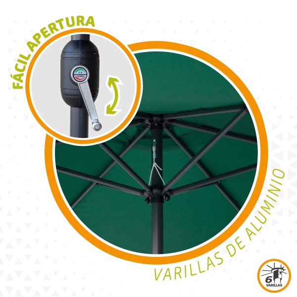 Guarda-chuva de jardim com manivela| Distria