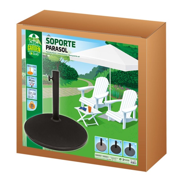 Base circular guarda-sol em cimento e aço 25 kg | Distria
