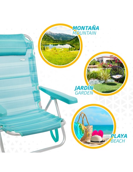 Cadeira dobrável multiposições com almofada | Distria