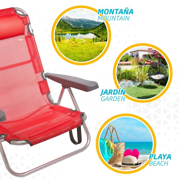 Cadeira dobrável multiposições com almofada | Distria