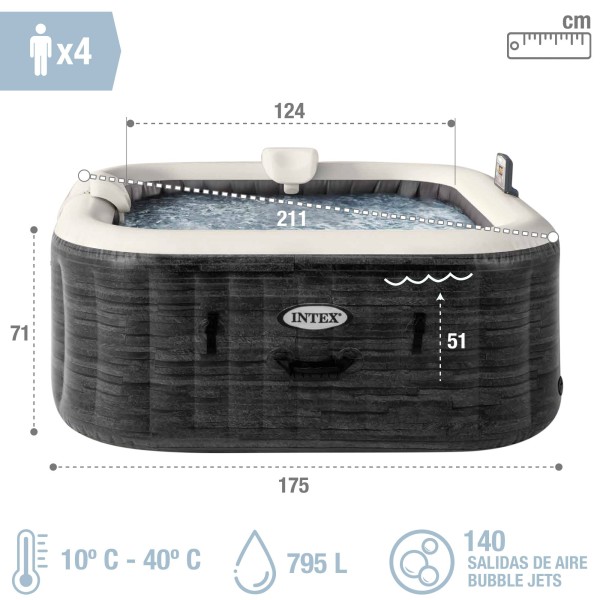 Spa Insuflável INTEX Greystone Deluxe 4 pessoas | Distria