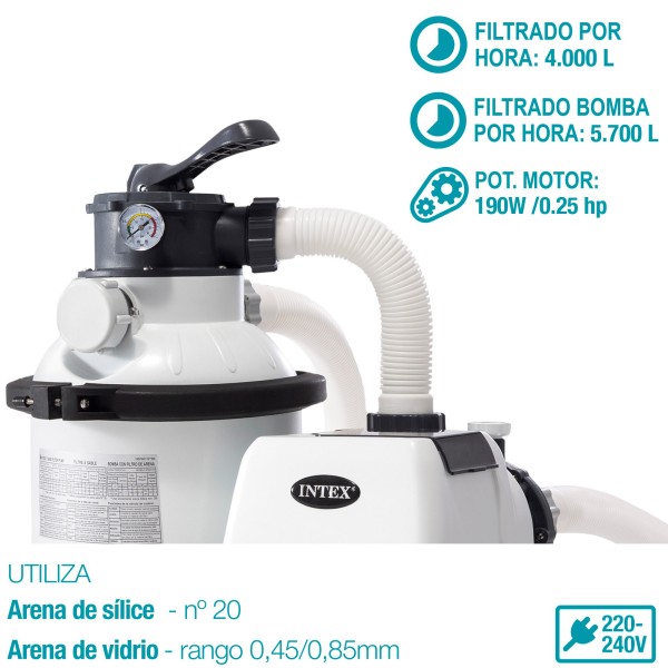 Estação de tratamento de areia INTEX krystal clear 4500 l/h | Distria