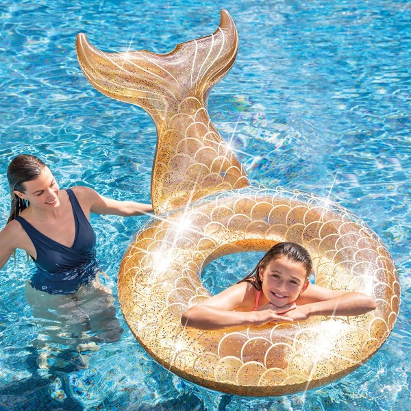 Flutuador Dourado com Purpurina e Cauda de Sereia INTEX - Distria