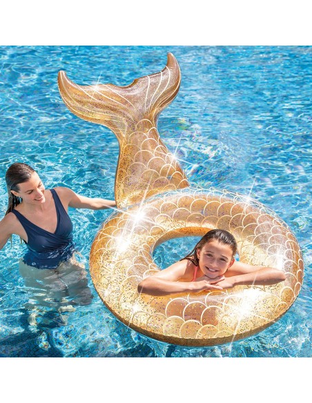 Flutuador Dourado com Purpurina e Cauda de Sereia INTEX - Distria