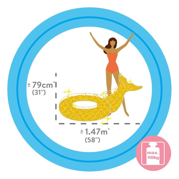 Flutuador Dourado com Purpurina e Cauda de Sereia INTEX - Distria