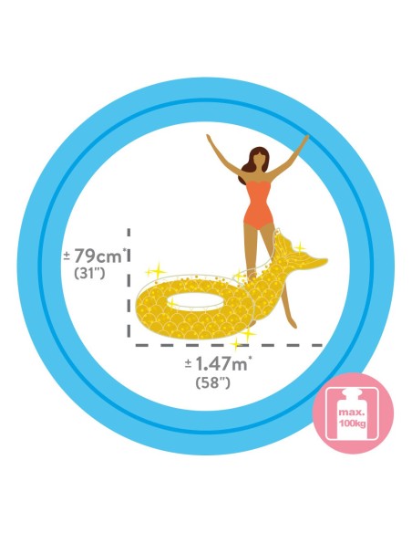 Flutuador Dourado com Purpurina e Cauda de Sereia INTEX - Distria